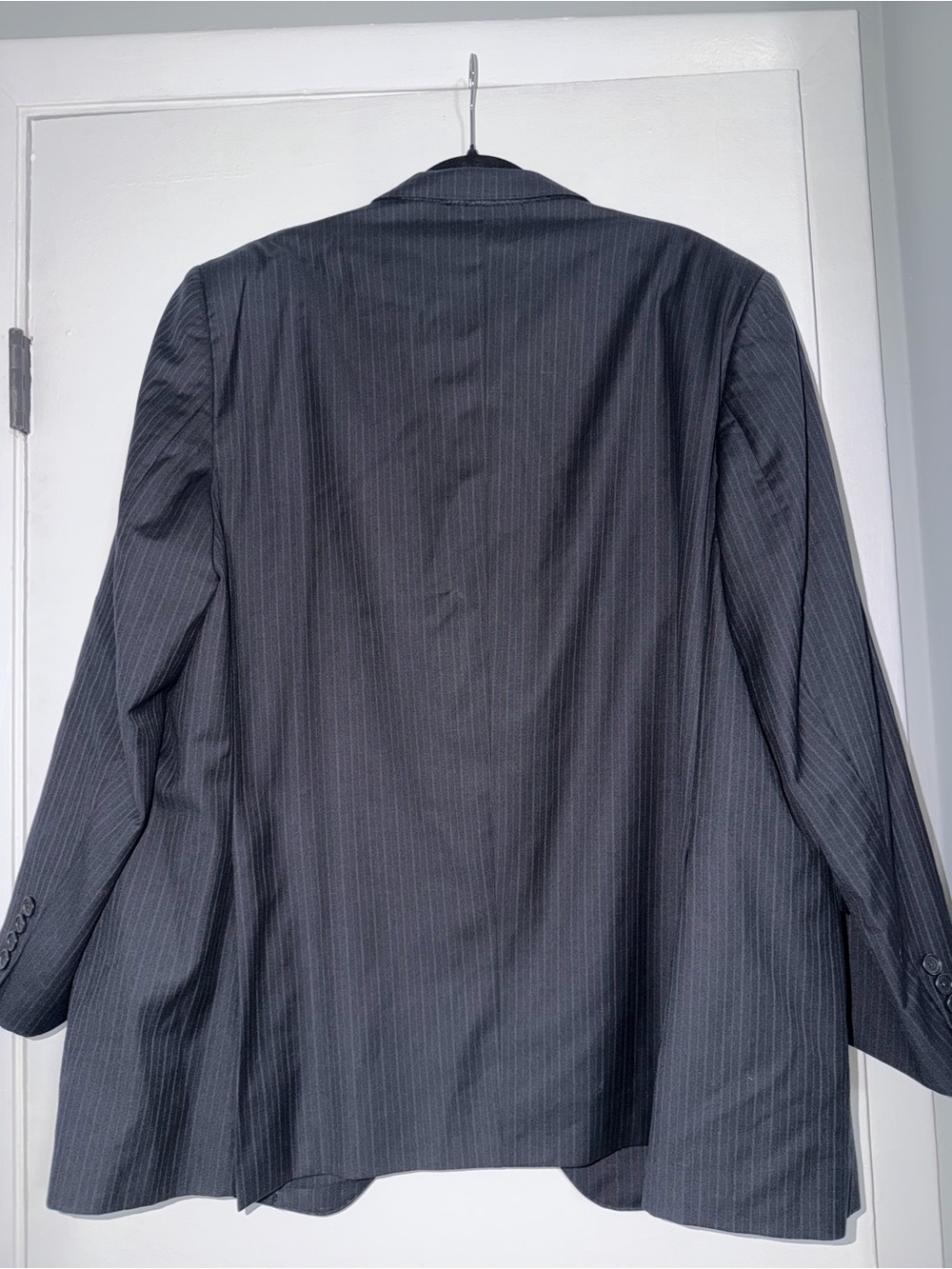 Men's Pinstripe Two-Button Blazer - Black - Picture 3 of 3